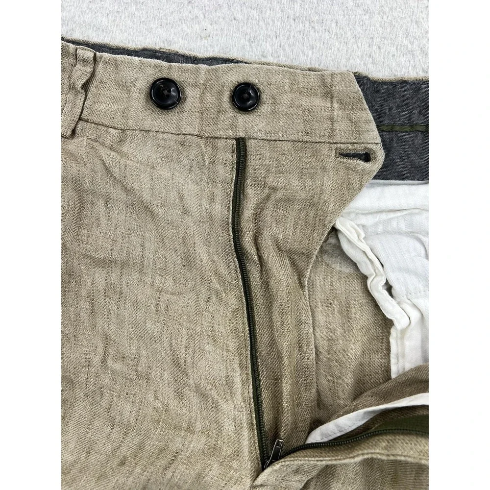 Todd Snyder Pants Mens 34x30 Beige Classic Fit 100% Linen Dress Pleated Portugal